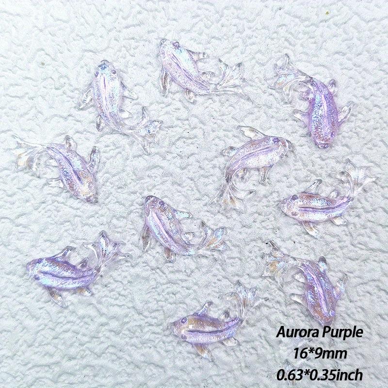 100Pcs Mini Resin Goldfish Nail Charms Y2K Flatback Nail Accessories