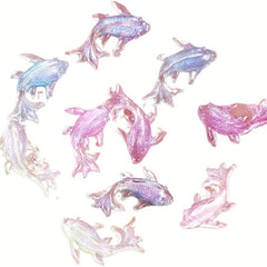100Pcs Mini Resin Goldfish Nail Charms Y2K Flatback Nail Accessories