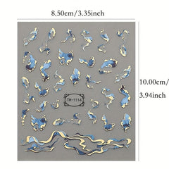 Metallic Marble Nail Art Stickers Self Adhesive French Stripe Wavy Decals