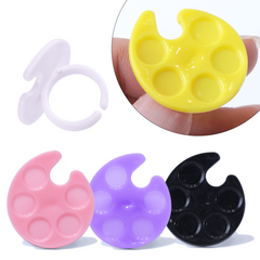 Plastic Mini Finger Ring Nail Palette Dishes Polish Painting Tool
