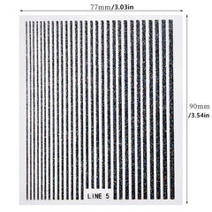 3D Glitter Lines Nail Stickers Holographic Nail Art Self Adhesive