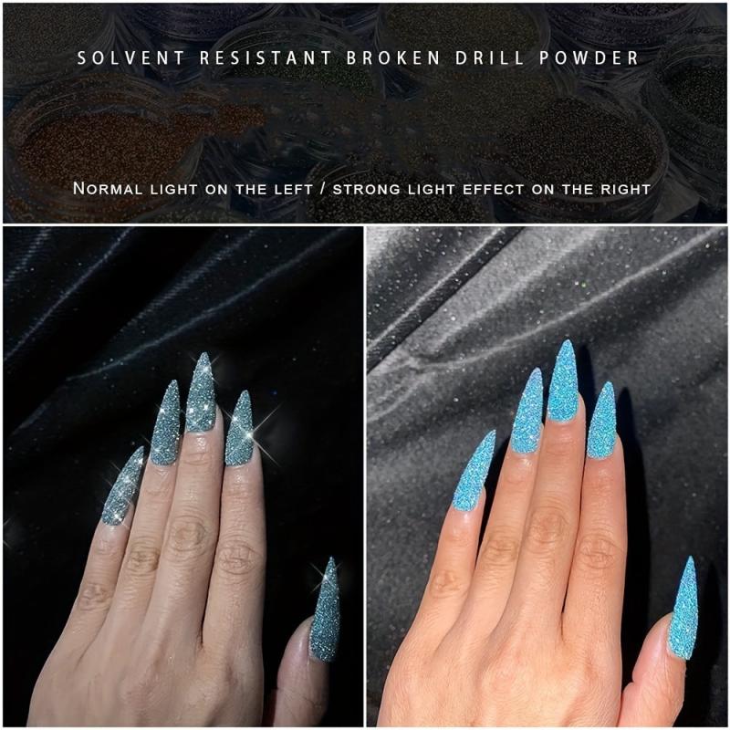 Diamond Nail Powder Laser Silver Glitter Dust Holographic Bright Party Nightclub