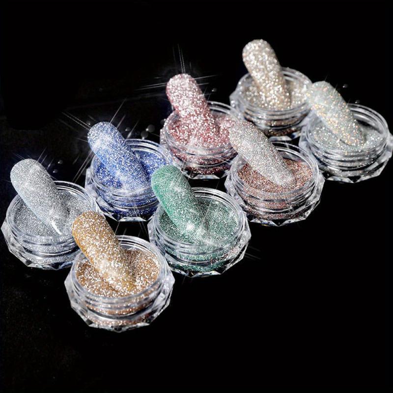 Diamond Nail Powder Laser Silver Glitter Dust Holographic Bright Party Nightclub