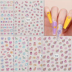 5D Cartoon Nail Art Stickers - Self Adhesive Decals for DIY Nail Art