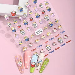 5D Cartoon Nail Art Stickers - Self Adhesive Decals for DIY Nail Art