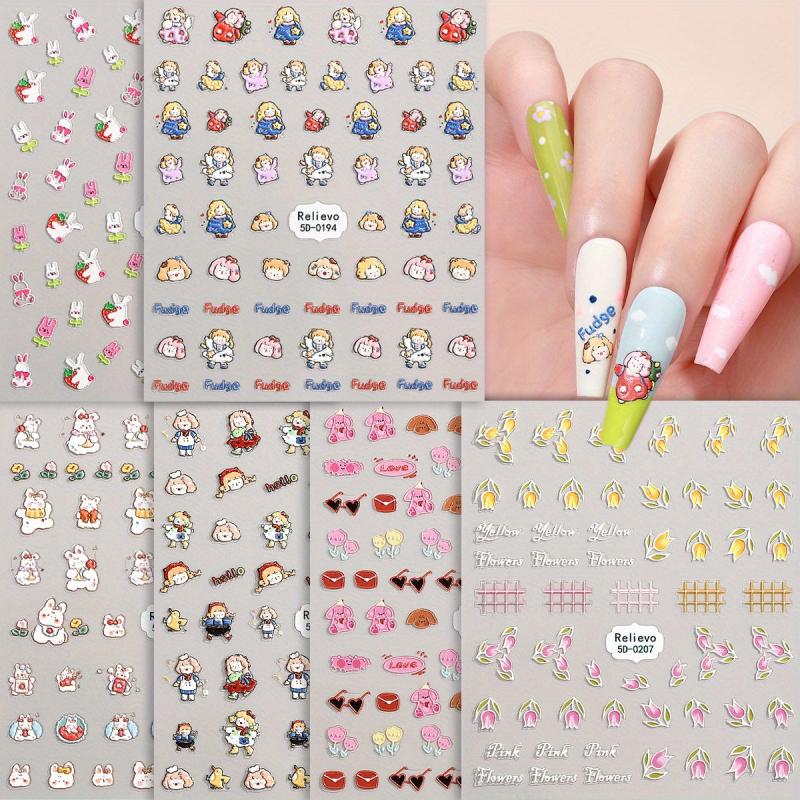 5D Cartoon Nail Art Stickers - Self Adhesive Decals for DIY Nail Art
