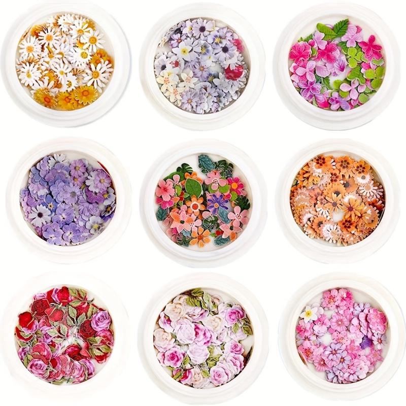 450Pcs Holographic Flower Nail Stickers Glitter Sequin Acrylic Paillettes