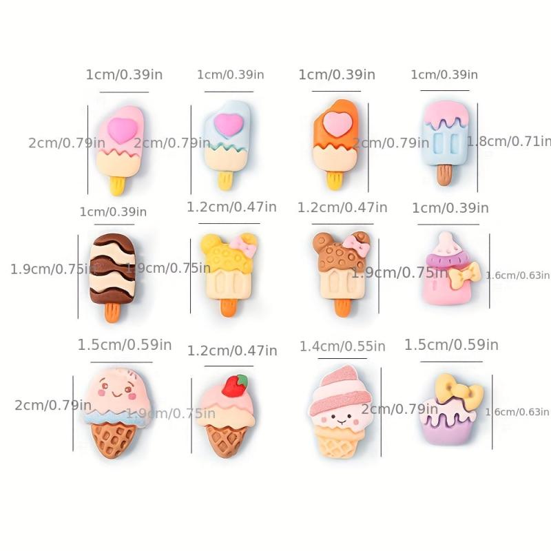 10 pcs Ice Cream & Candy 3D Charms for Acrylic Nails Resin Manicure Supplies