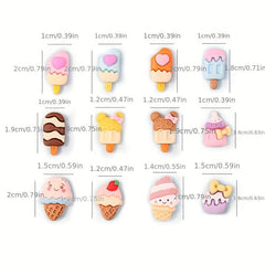 10 pcs Ice Cream & Candy 3D Charms for Acrylic Nails Resin Manicure Supplies