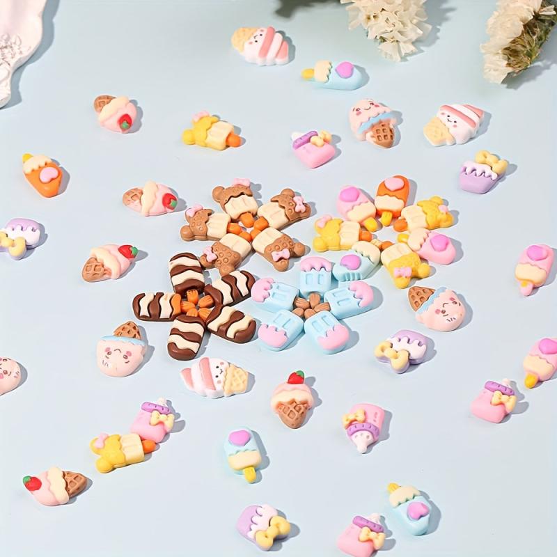 10 pcs Ice Cream & Candy 3D Charms for Acrylic Nails Resin Manicure Supplies