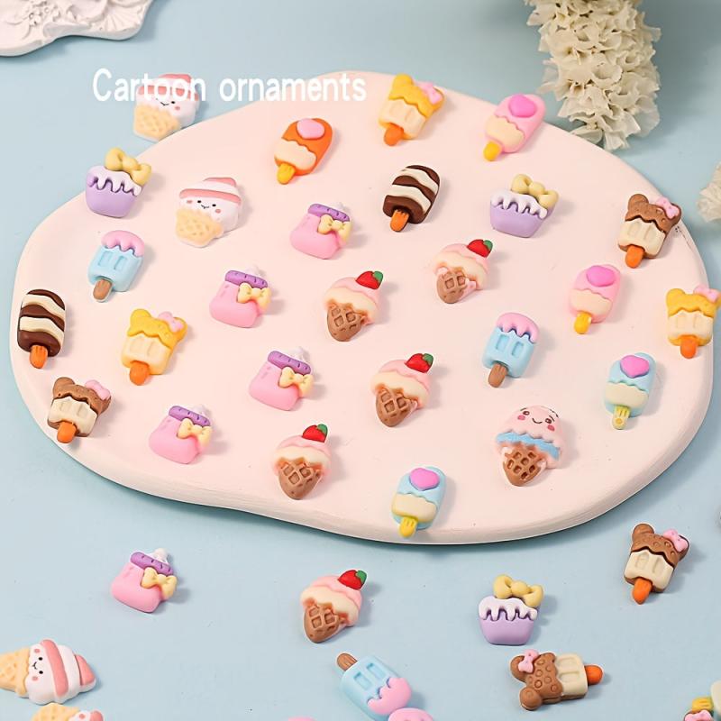 10 pcs Ice Cream & Candy 3D Charms for Acrylic Nails Resin Manicure Supplies