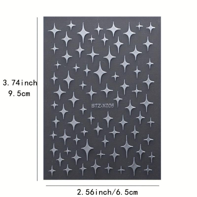 Heart Star 3D Nail Art Stickers Self Adhesive Decals for Women Glittery Nails