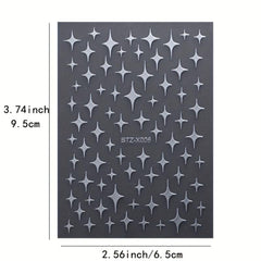 Heart Star 3D Nail Art Stickers Self Adhesive Decals for Women Glittery Nails