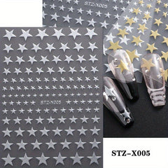Heart Star 3D Nail Art Stickers Self Adhesive Decals for Women Glittery Nails