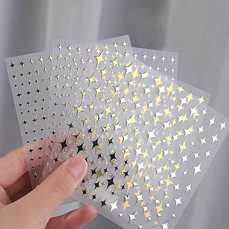 Heart Star 3D Nail Art Stickers Self Adhesive Decals for Women Glittery Nails