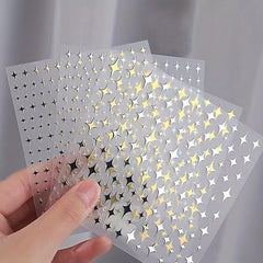 Heart Star 3D Nail Art Stickers Self Adhesive Decals for Women Glittery Nails