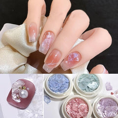 Colorful Seashell Nail Art Flakes with Glitter Sequins