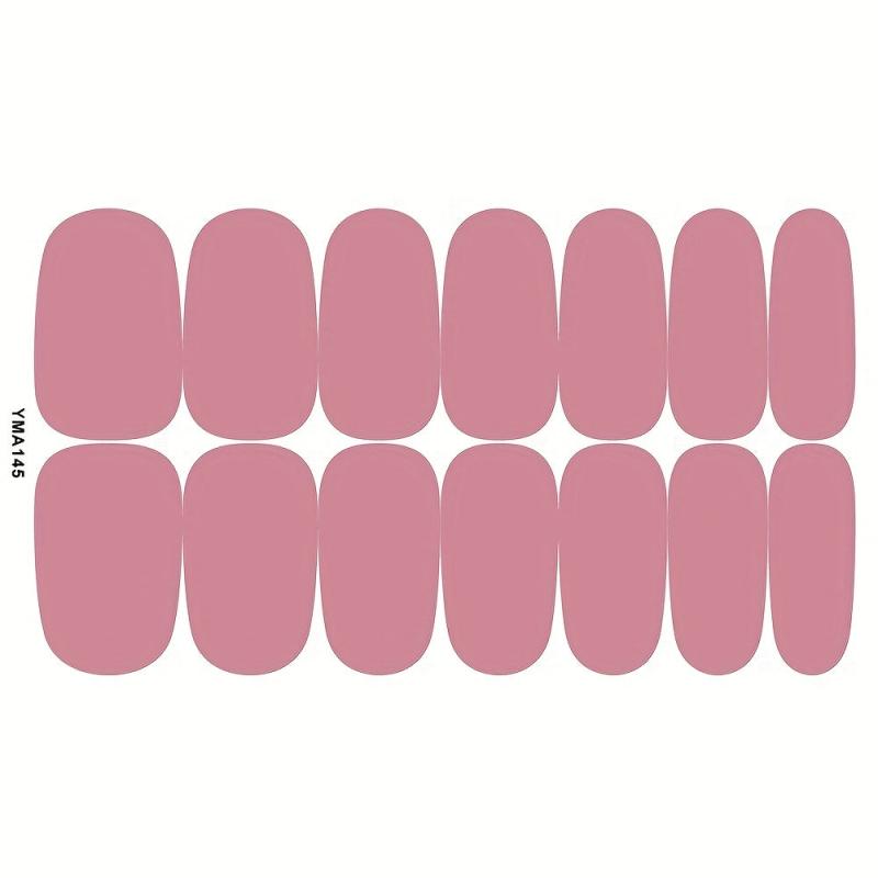 Solid Nail Polish Sticker Full Wrap Nail Strips - 14 Sheets
