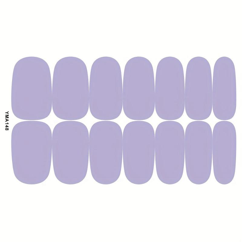 Solid Nail Polish Sticker Full Wrap Nail Strips - 14 Sheets