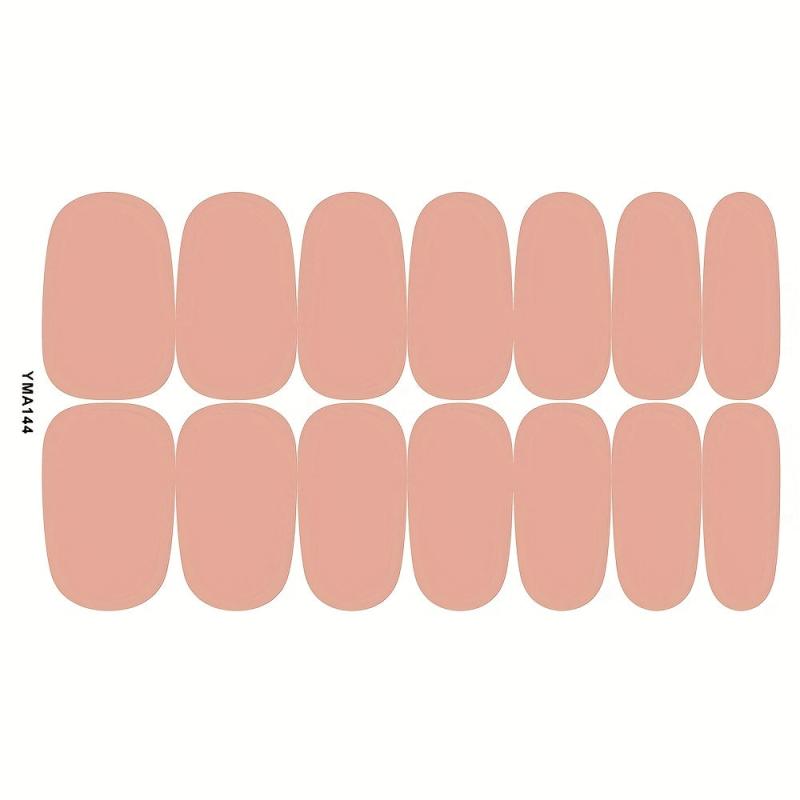 Solid Nail Polish Sticker Full Wrap Nail Strips - 14 Sheets