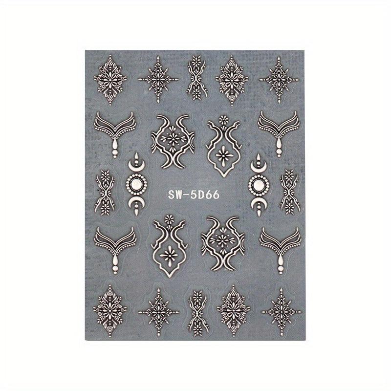 3D Acrylic Engraved Nail Sticker Charm Relief Nail Art Decals