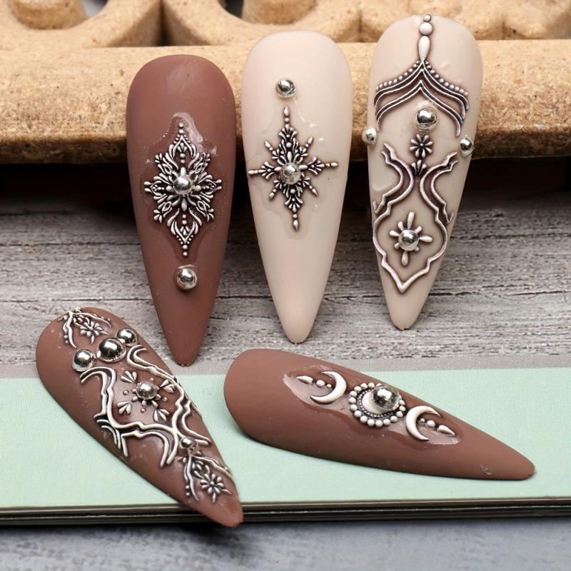 3D Acrylic Engraved Nail Sticker Charm Relief Nail Art Decals
