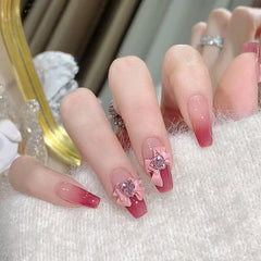 10pcs 3D Pink Bow Nail Art Charms With Glass Crystal Rhinestone