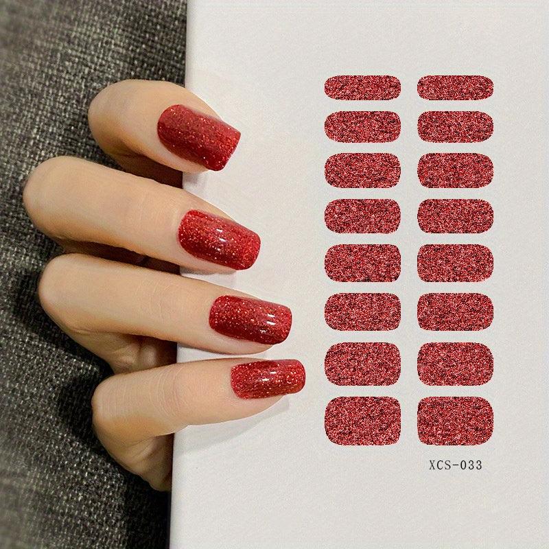 Glitter Full Wrap Nail Polish Stickers Self Adhesive Decal Strips