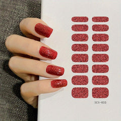 Glitter Full Wrap Nail Polish Stickers Self Adhesive Decal Strips