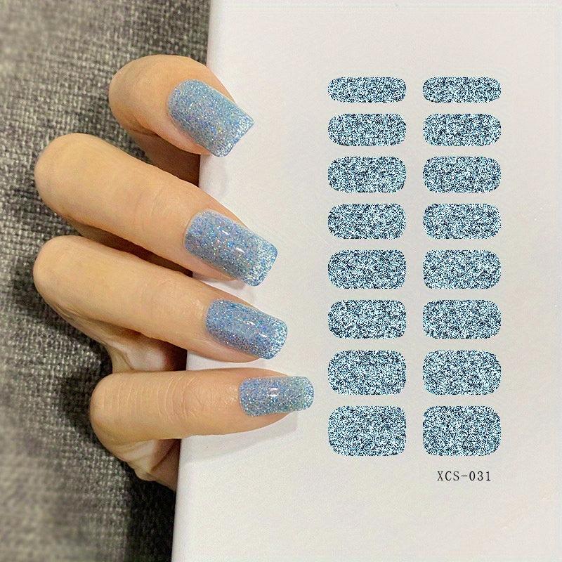 Glitter Full Wrap Nail Polish Stickers Self Adhesive Decal Strips