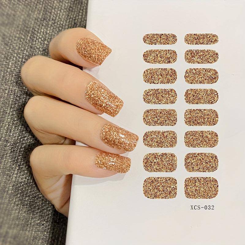 Glitter Full Wrap Nail Polish Stickers Self Adhesive Decal Strips