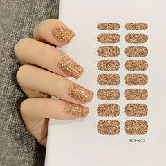 Glitter Full Wrap Nail Polish Stickers Self Adhesive Decal Strips
