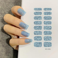 Glitter Full Wrap Nail Polish Stickers Self Adhesive Decal Strips