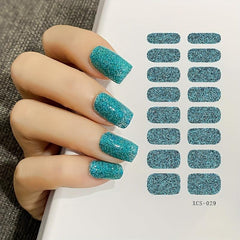 Glitter Full Wrap Nail Polish Stickers Self Adhesive Decal Strips