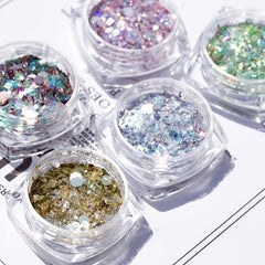 Holographic Chunky Glitter Iridescent Mermaid Sparkle Craft Dust Powder Tips
