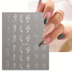 Laser Lines Nail Stickers for Nail Art - Geometric Patterns Stripes Nail Decals