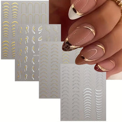 Laser Lines Nail Stickers for Nail Art - Geometric Patterns Stripes Nail Decals
