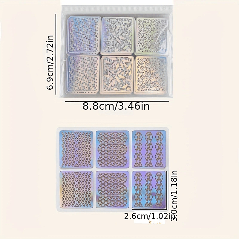 24 Sheets Laser Nail Vinyls Irregular Grid Stencil Polish Transfer Manicure