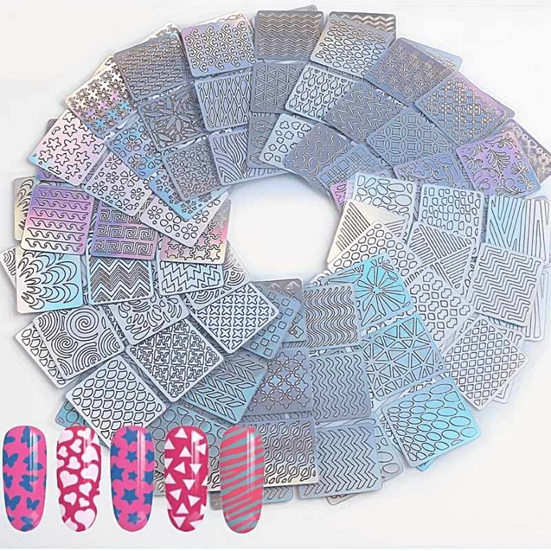 24 Sheets Laser Nail Vinyls Irregular Grid Stencil Polish Transfer Manicure