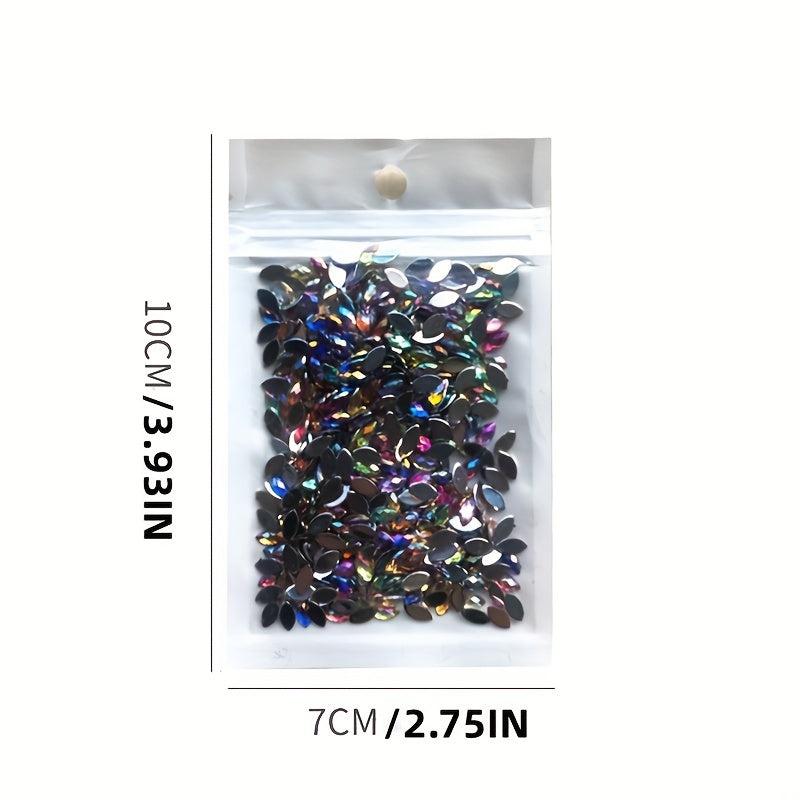 500 pcs Glitter Nail Art Rhinestones Mix Horse Eye Shape for Nails