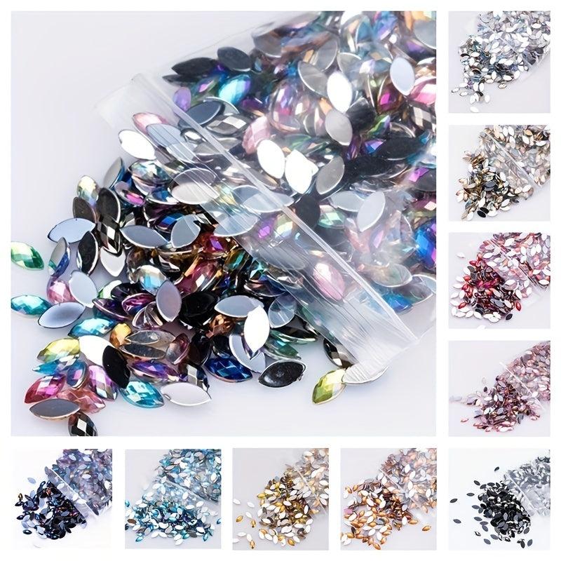 500 pcs Glitter Nail Art Rhinestones Mix Horse Eye Shape for Nails