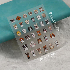 Cartoon Puppy Dog Nail Art Stickers - 5D Embossed Self Adhesive Decals