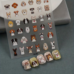 Cartoon Puppy Dog Nail Art Stickers - 5D Embossed Self Adhesive Decals