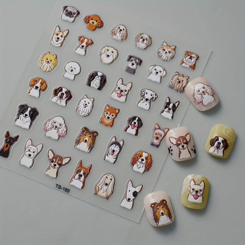 Cartoon Puppy Dog Nail Art Stickers - 5D Embossed Self Adhesive Decals
