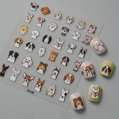 Cartoon Puppy Dog Nail Art Stickers - 5D Embossed Self Adhesive Decals