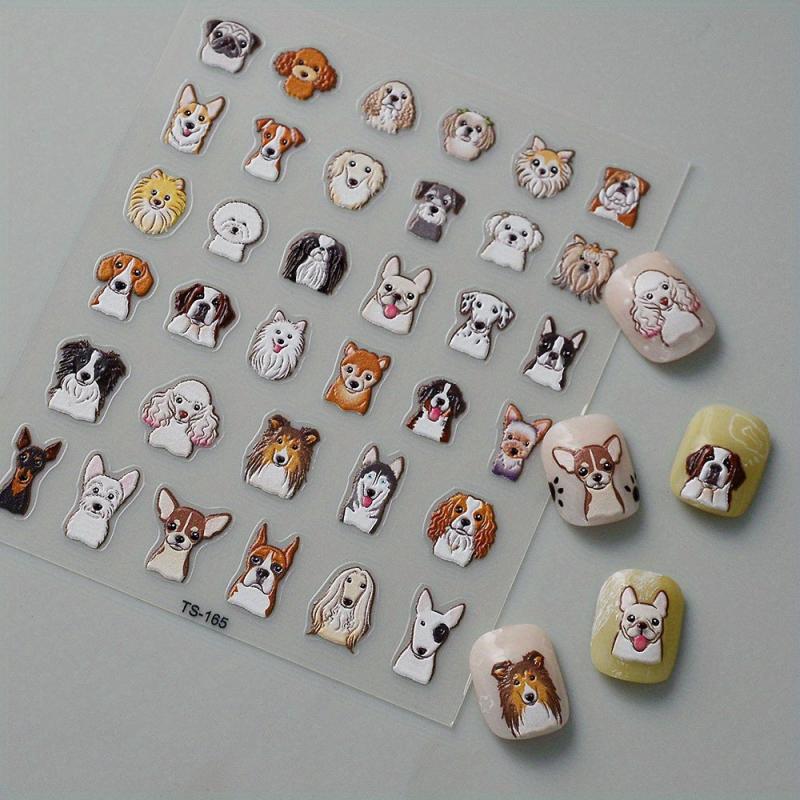 Cartoon Puppy Dog Nail Art Stickers - 5D Embossed Self Adhesive Decals