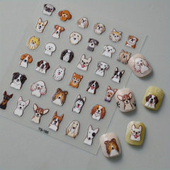 Cartoon Puppy Dog Nail Art Stickers - 5D Embossed Self Adhesive Decals