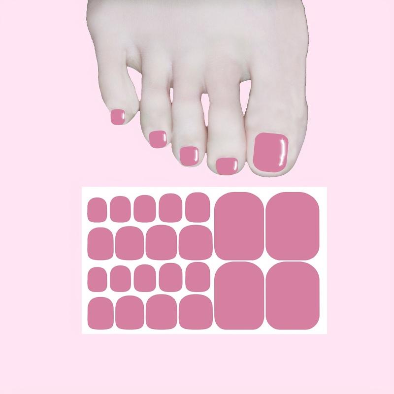 Pink Toe Nail Stickers Full Nail Wraps Gel Nail Strips