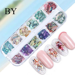 Irregular Holographic Abalone Slice Flake 3D Nail Charm