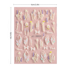 5D Flower Nail Stickers Embossed Stereoscopic Nail Decals Self-adhesive Decals